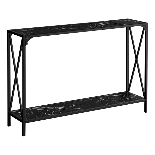 Monarch Specialties Accent Table, Console, Entryway, Narrow, Sofa, Living Room, Bedroom, Metal, Black Marble Look I 2126